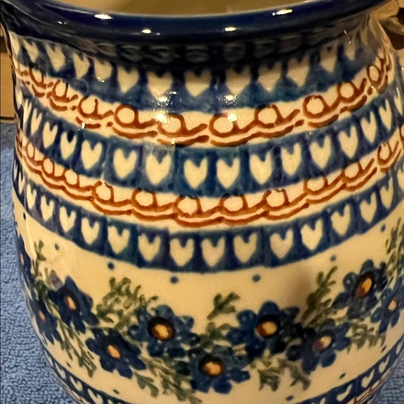 Polish Pottery Floral Patterned Ceramic Pitcher - Picture 7 of 7